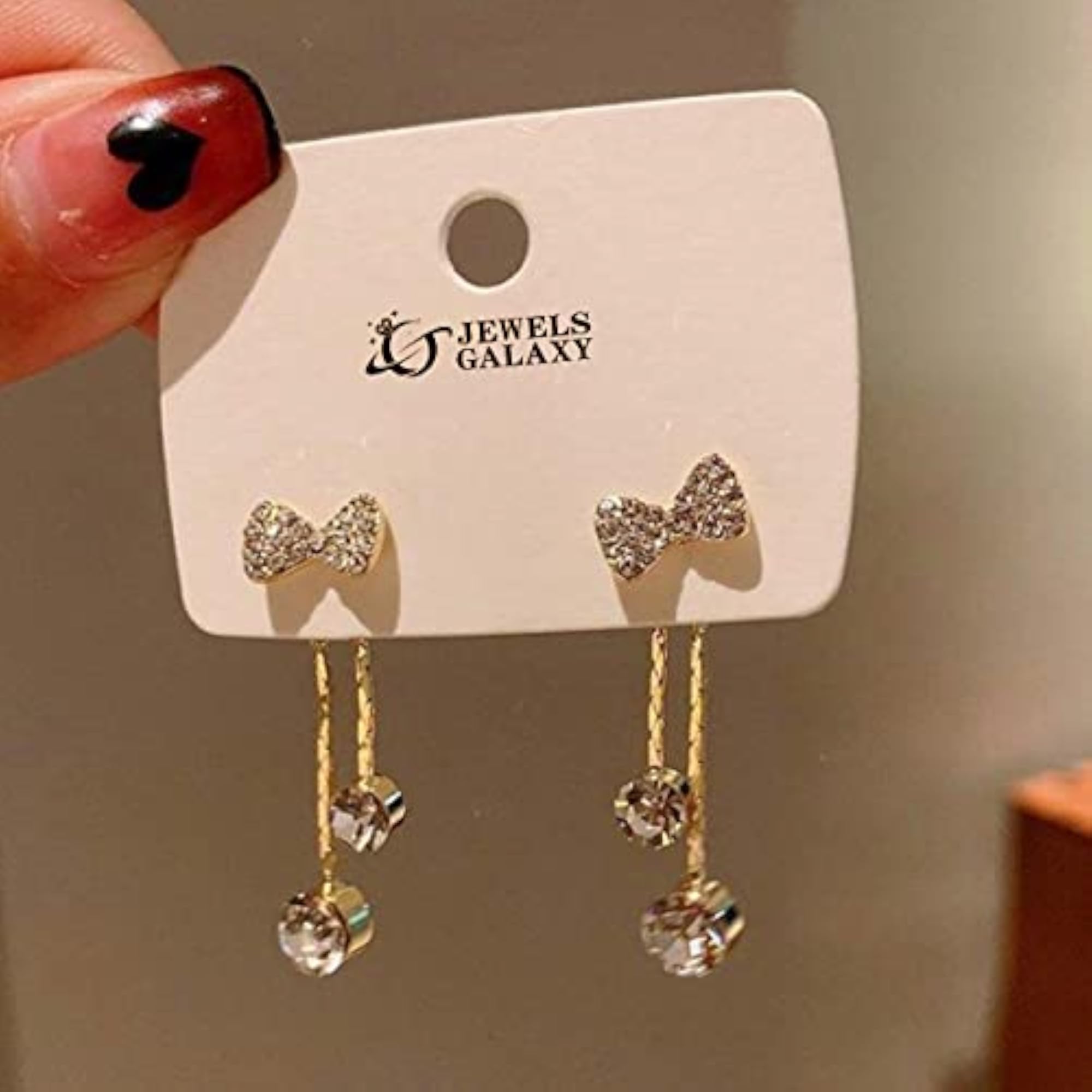 Plated Bow Tie AD Drop Earrings